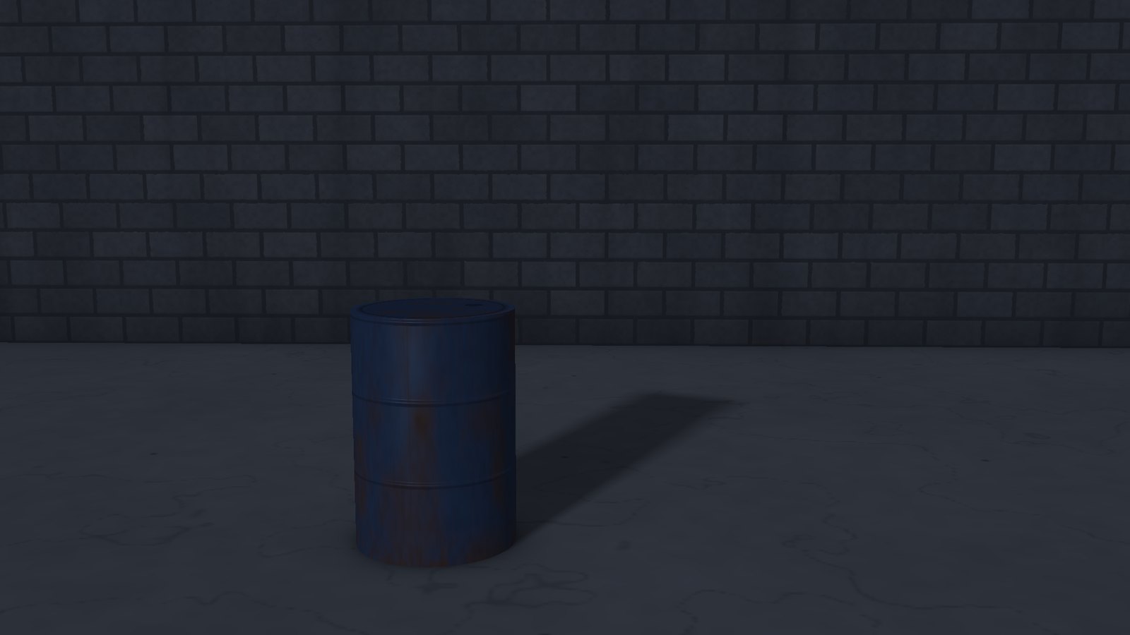 The plate: a brick yard at night with an oil drum