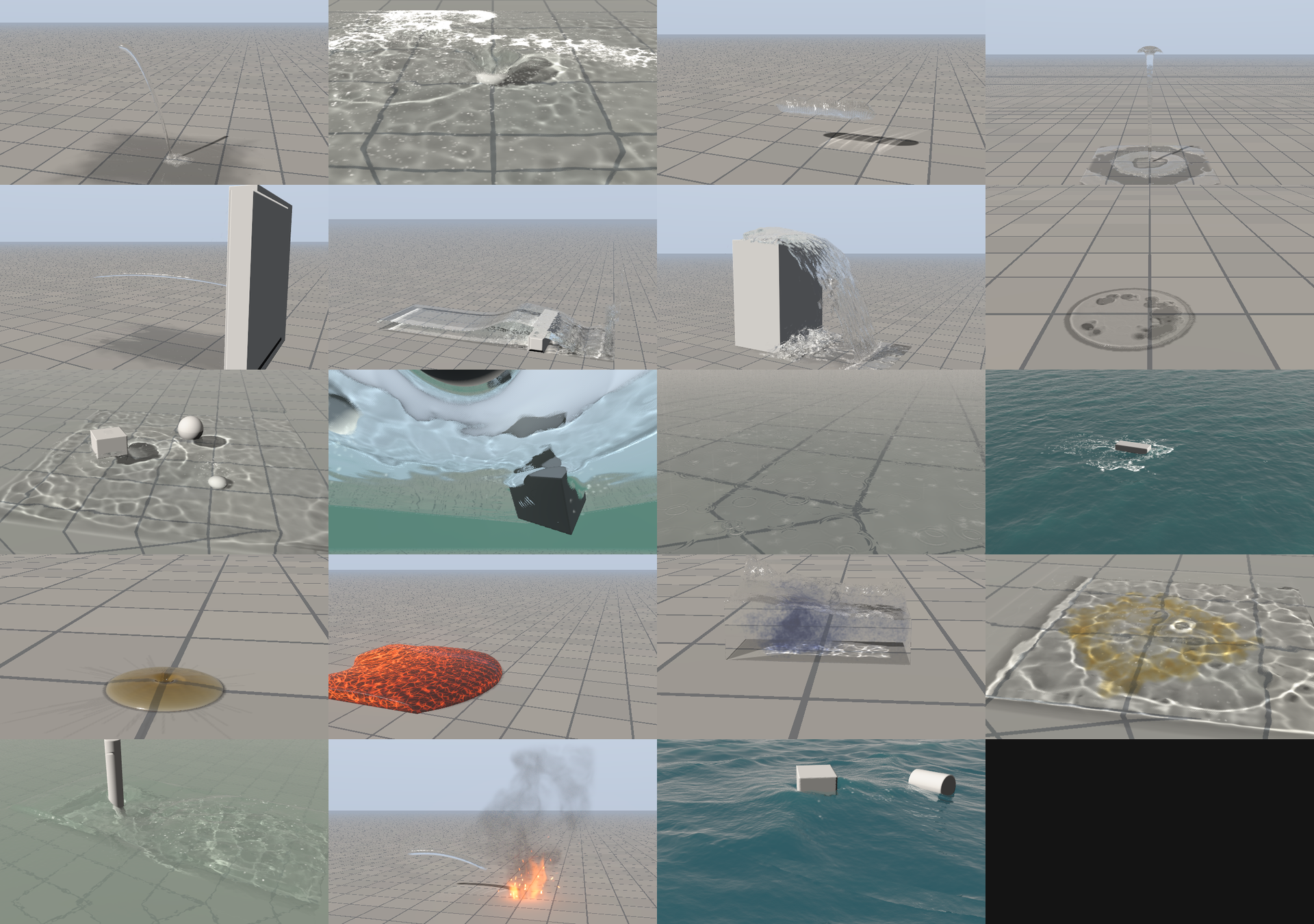 The liquid presets, rendered over a neutral ground